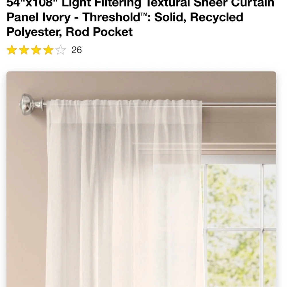 TWO! Target Threshold NWT Textural Sheer Window Panel New Ivory Unopened